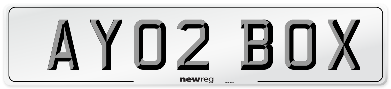 AY02 BOX Number Plate from New Reg